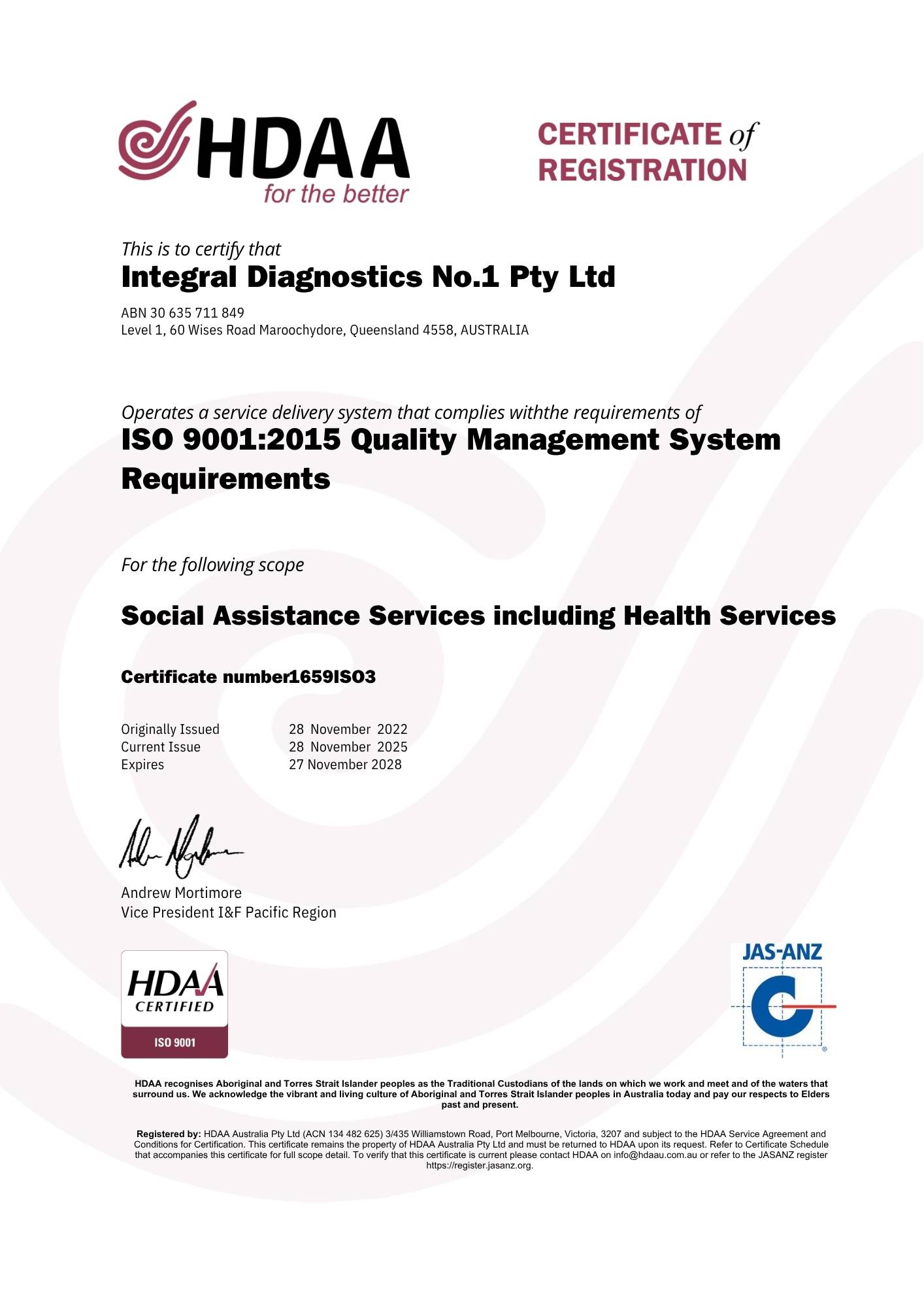 HDAA Quality Certificate ISO9001:2025 for IDX